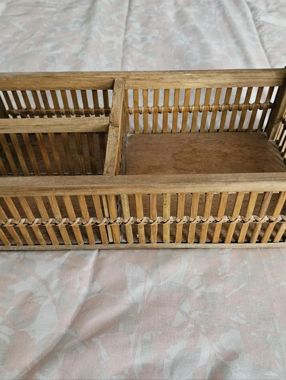 Mid Century Natural Bamboo Divided Organizer Tray - Brown